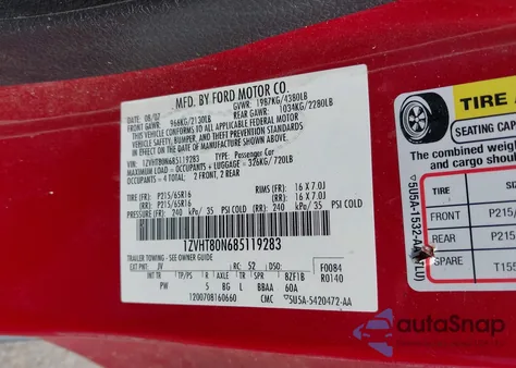 2008 Ford Mustang V6 Deluxe/V6 Premium from USA, damaged, VIN 1ZVHT80N685119283